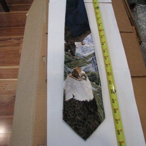 100% silk tie men's Bald Eagle theme 1m